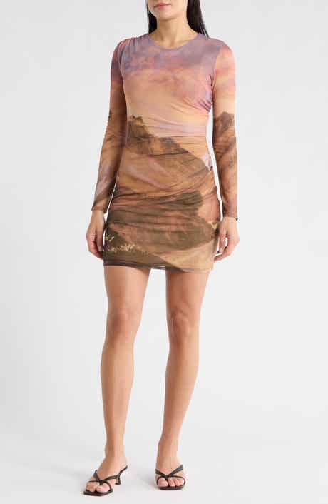 Desigual Ruched Long Sleeve Bodycon Dress