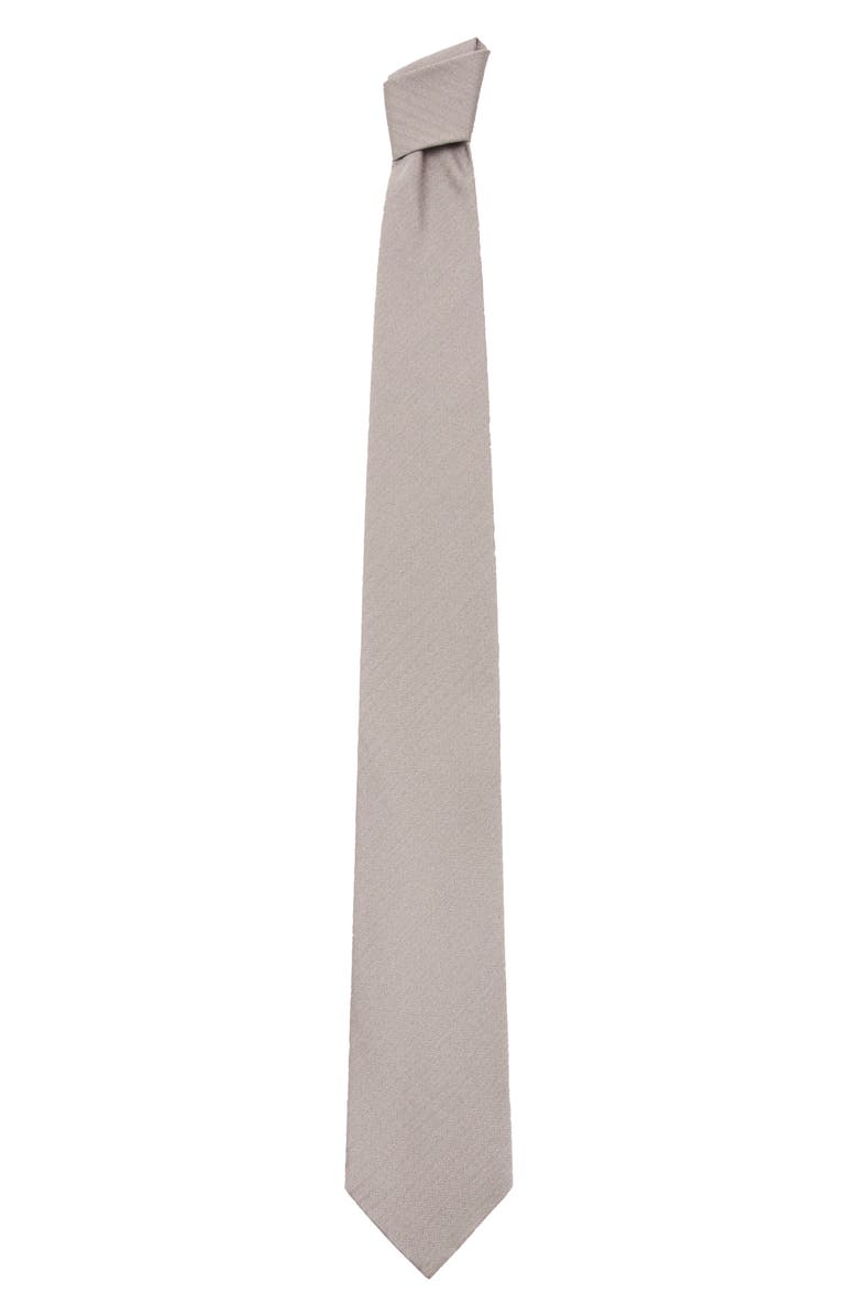MANGO Silk Blend Microstructure Tie, Alternate, color, Beige