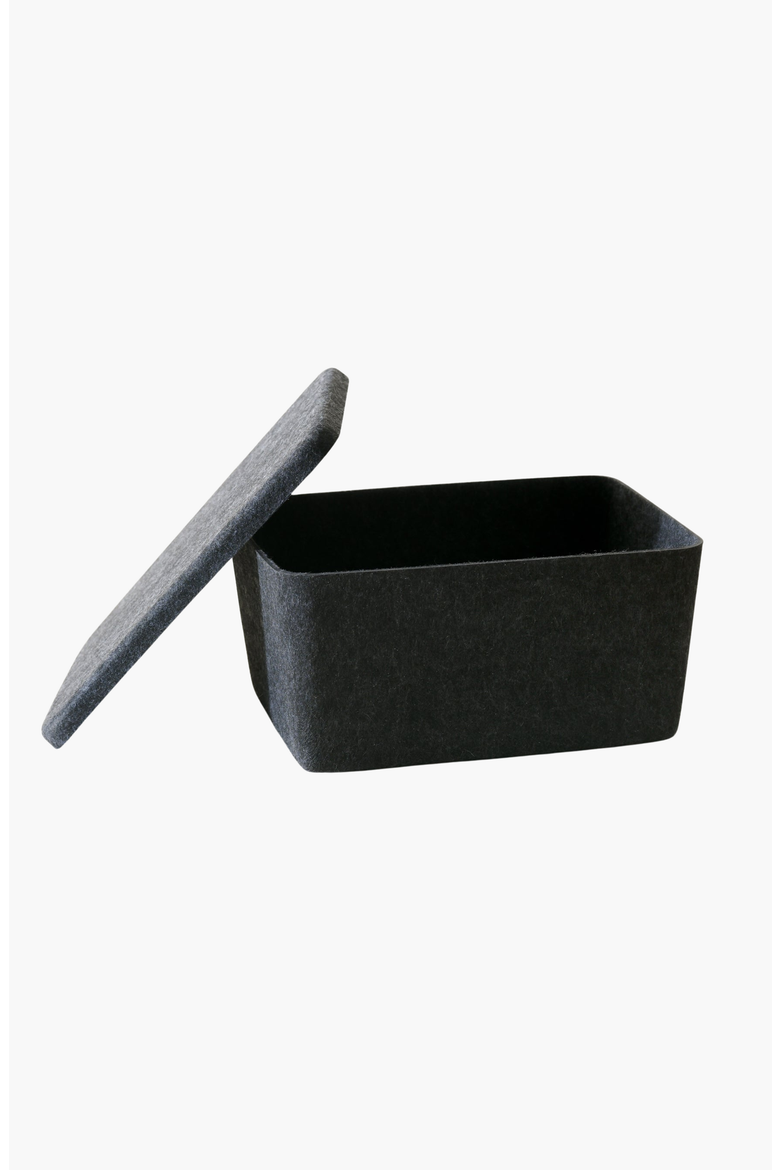 The Sculpted Bin - Wide with Lid, Alternate, color, Carbon