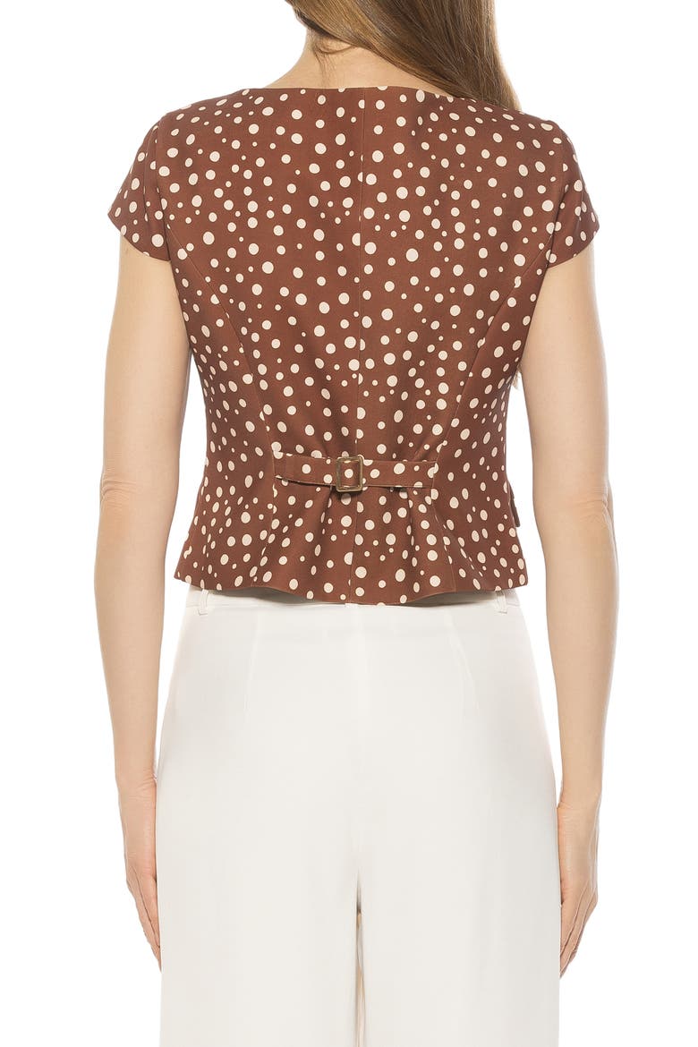 Cap Sleeve Button-Up Top, Alternate, color, BROWN POLKA