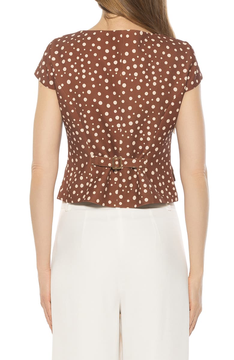 Alexia Admor Cap Sleeve Button-Up Top, Alternate, color, Brown Polka