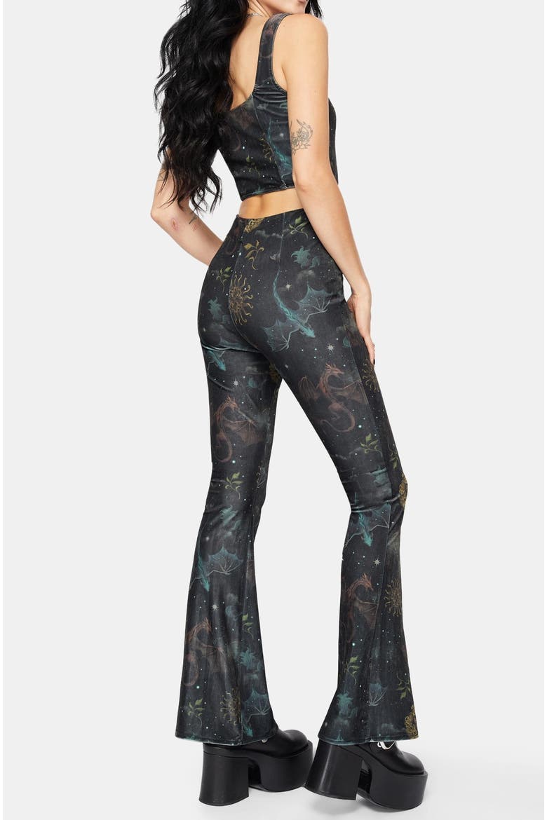 Phoenix Dragon Velour Flare Trouser, Alternate, color, Green