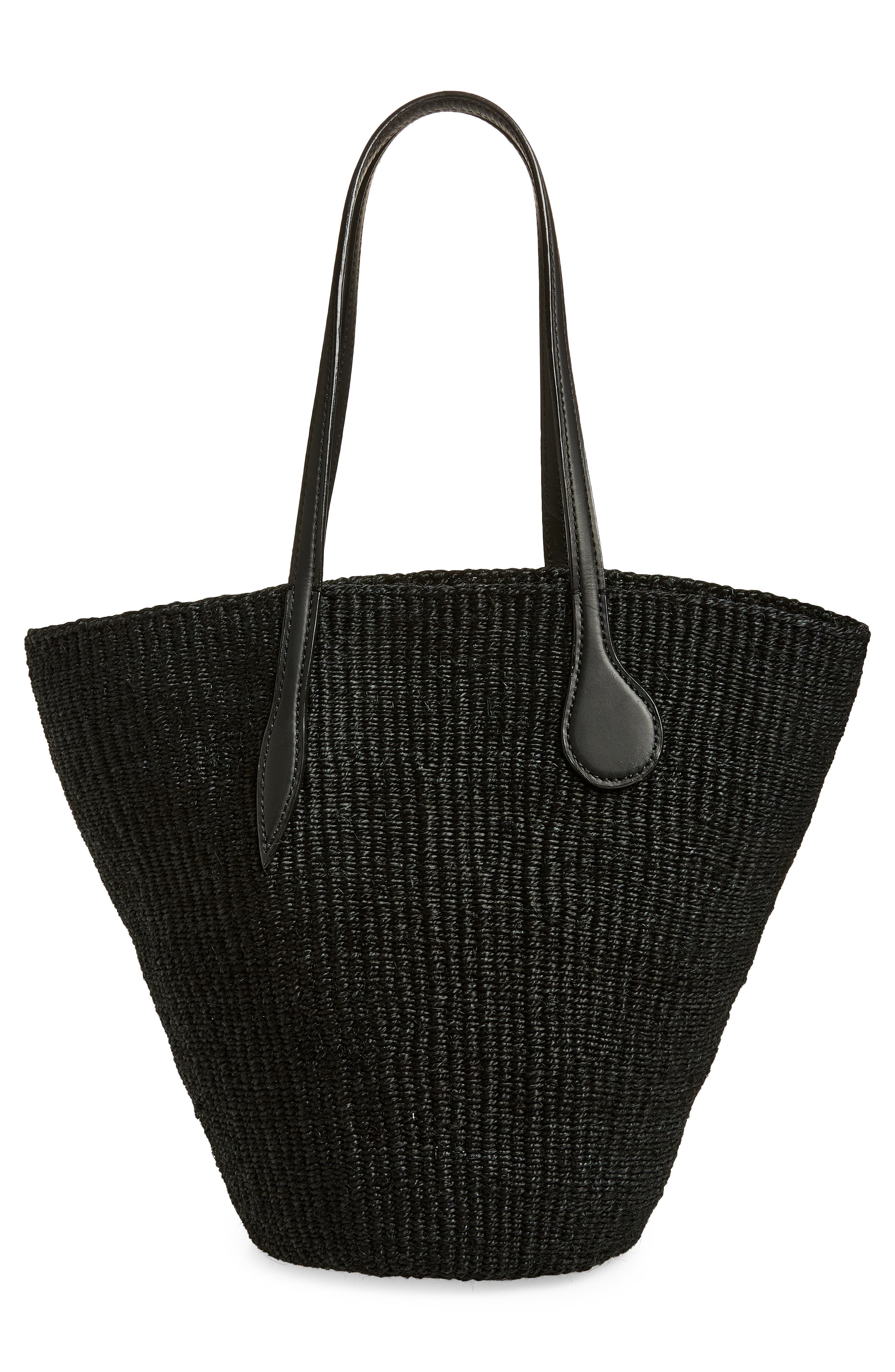 LIFFNER Straw Basket Tote, Alternate, color, Black
