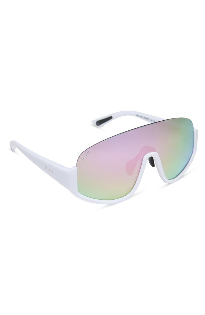DIFF Blazer 135mm Shield Sunglasses, Alternate, color, White Lavendar