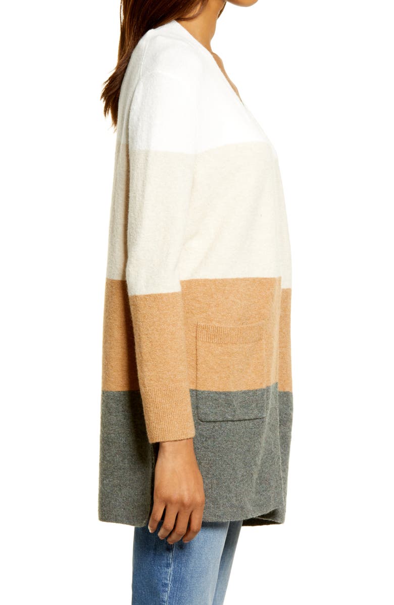 Madewell Kent Colorblock Cardigan, Alternate, color, Antique Cream