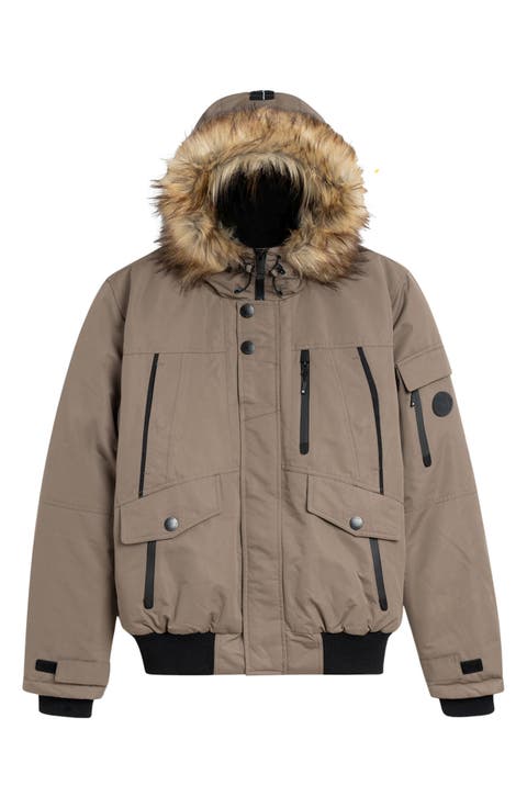 Faux Fur Hooded Bomber Jacket