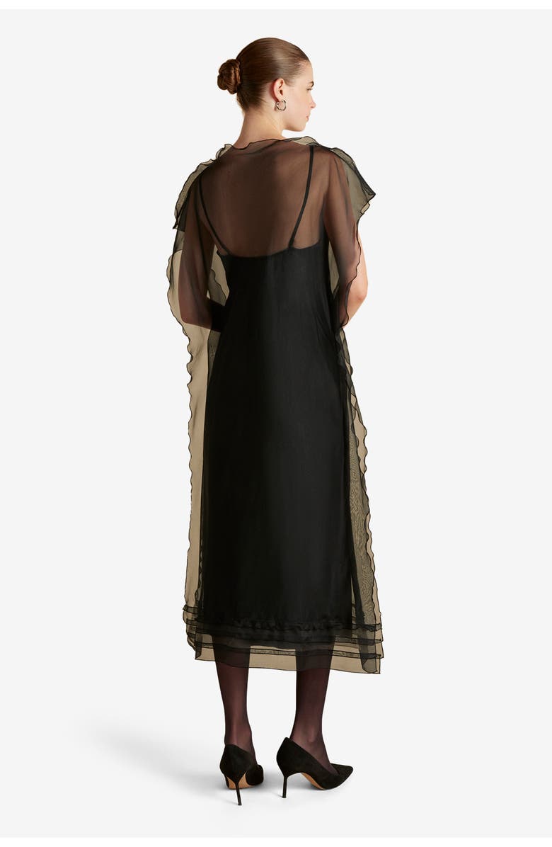 Marina Moscone Silk Organza Sack Dress with Scalloped Edge, Alternate, color, 