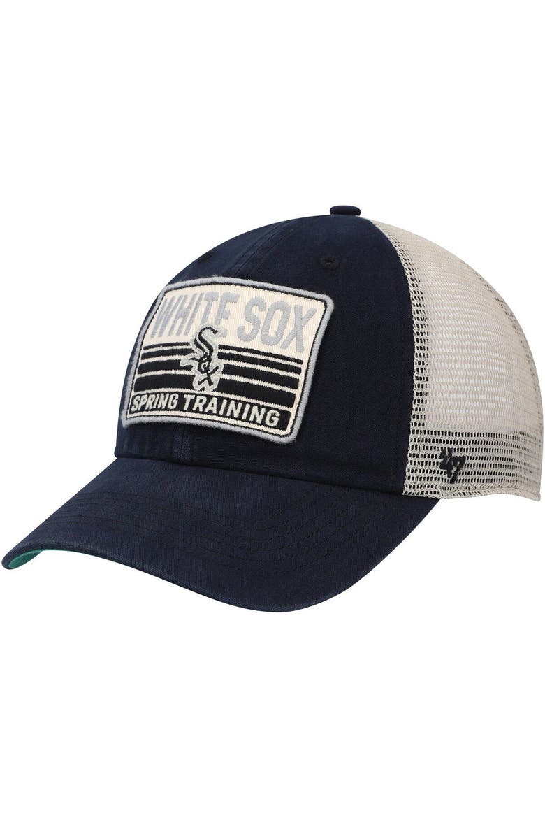Men's '47 Black/Tan Chicago White Sox Four Stroke Clean Up Trucker Snapback Hat, Main, color, Black