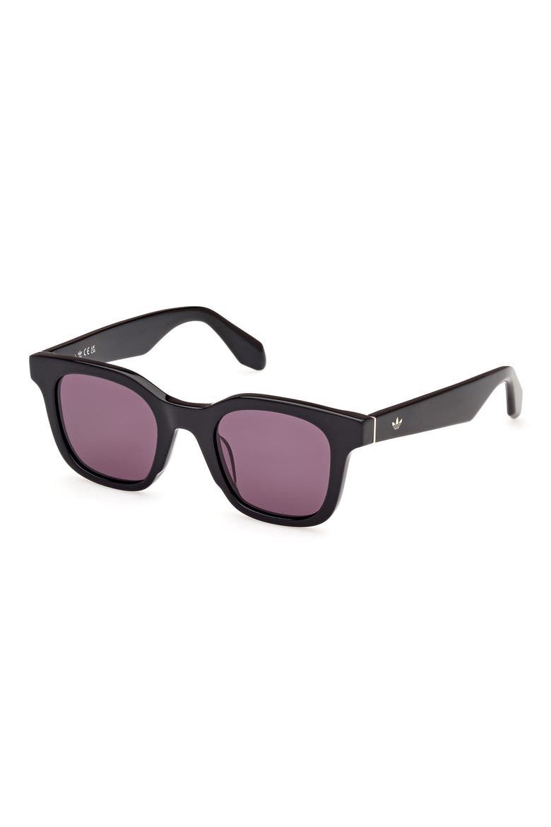 47MM Round Sunglasses, Alternate, color, SHINY BLACK / SMOKE