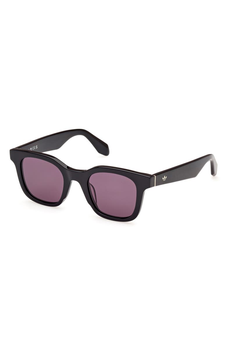 adidas 47MM Round Sunglasses, Alternate, color, Shiny Black / Smoke
