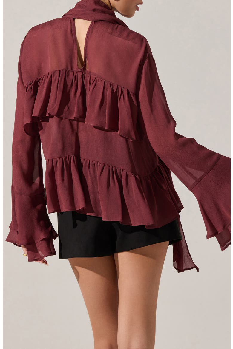 Fae Ruffle Top, Alternate, color, WINE