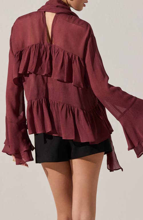 Astr The Label Fae Ruffle Top In Burgundy