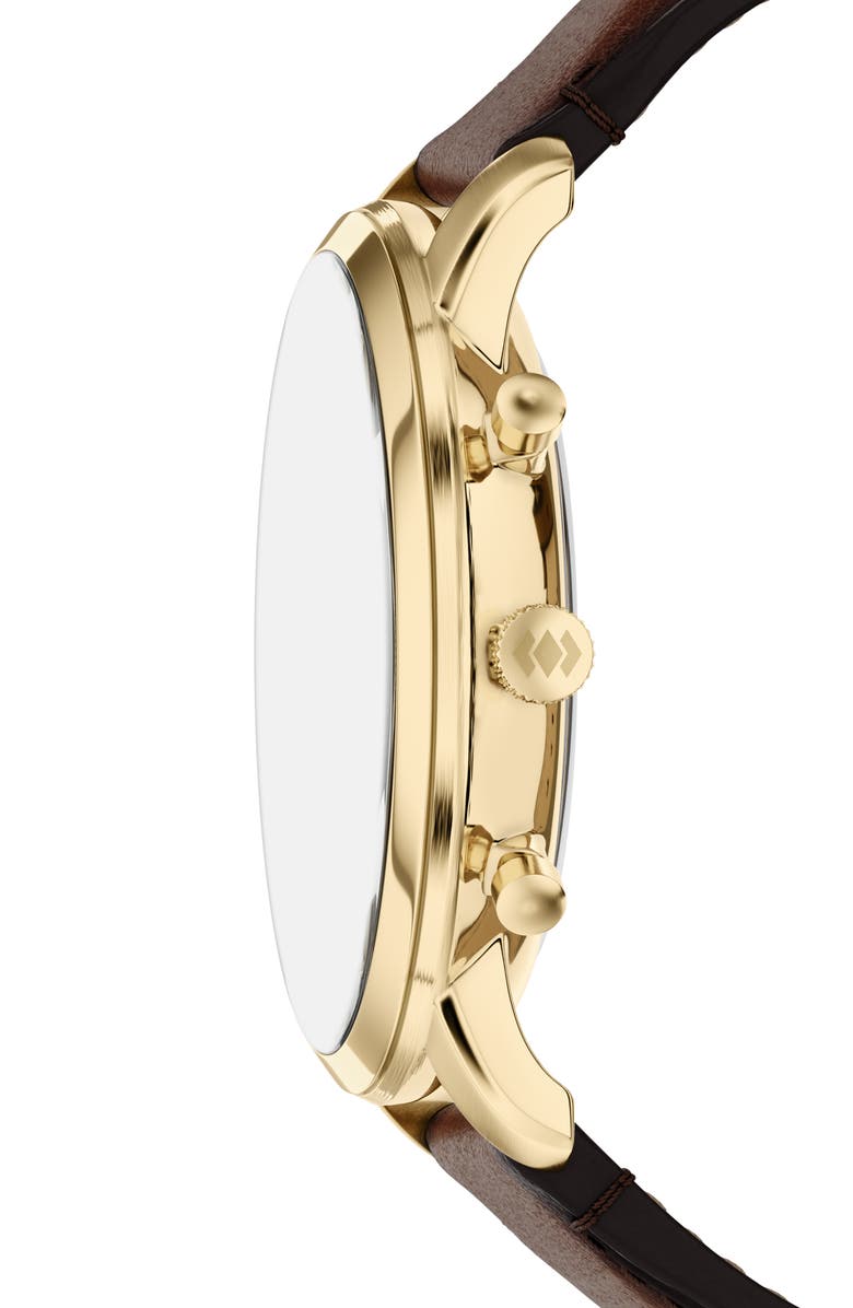 Fossil Neutra Blue Chronograph Leather Strap Watch, 44mm, Alternate, color, 