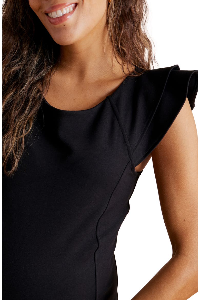 Tiered Ruffle Sleeve Ponte Knit Sheath Maternity Dress, Alternate, color, BLACK