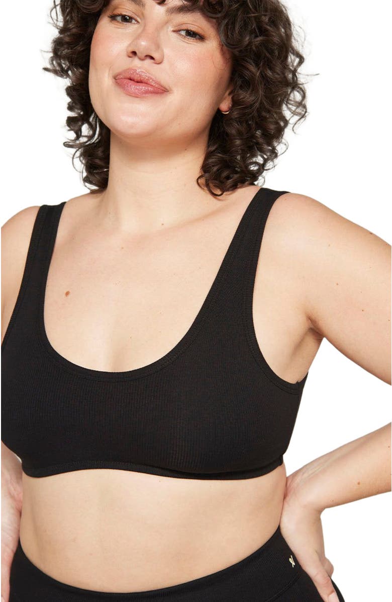 Nudea The Organic Cotton Dip Front Bralette, Alternate, color, Black