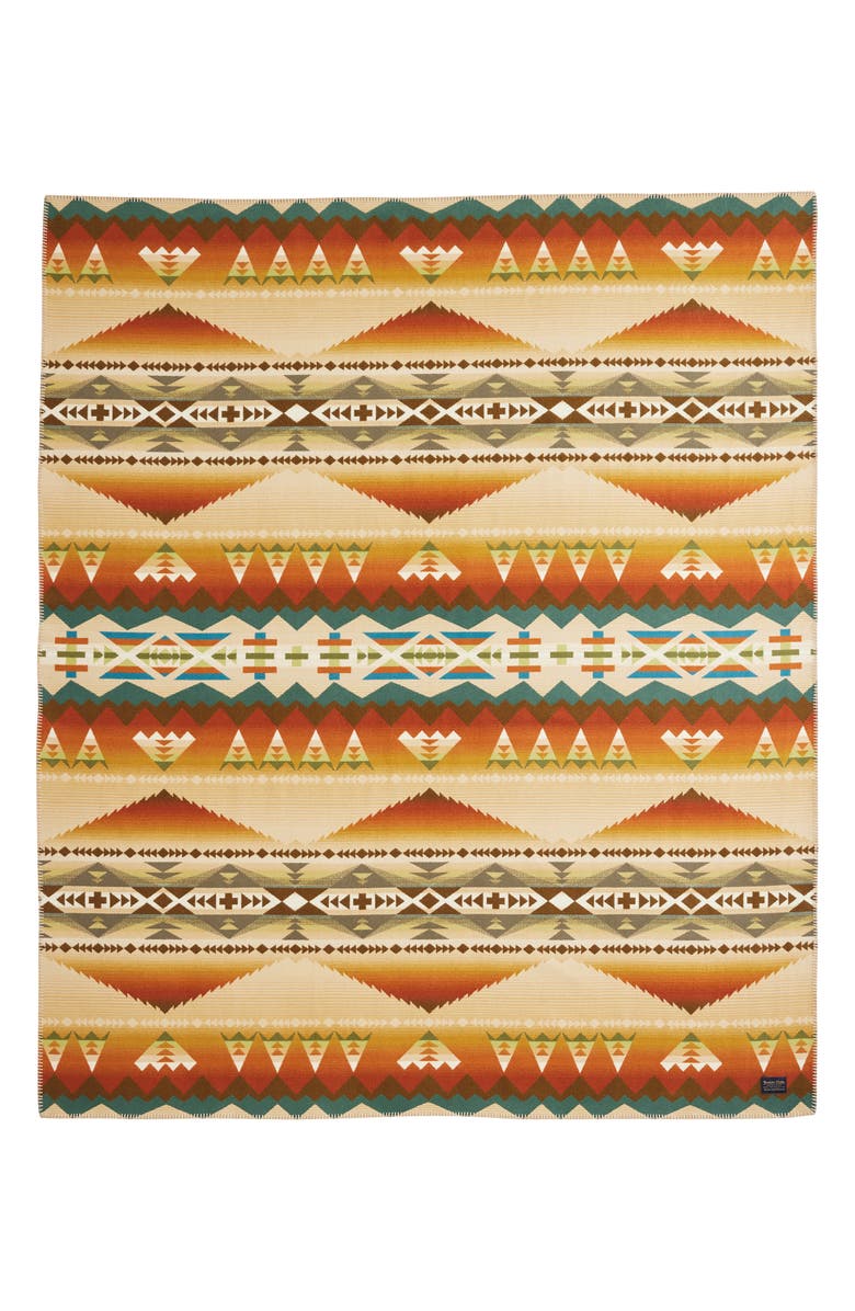 Pendleton Jacquard Unnapped Wool Blend Blanket, Main, color, Solstice Canyon