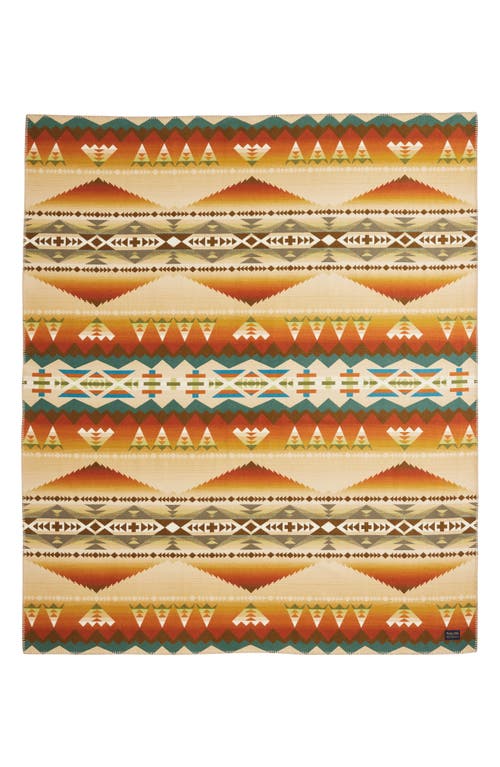 Pendleton Jacquard Unnapped Wool Blend Blanket In Brown