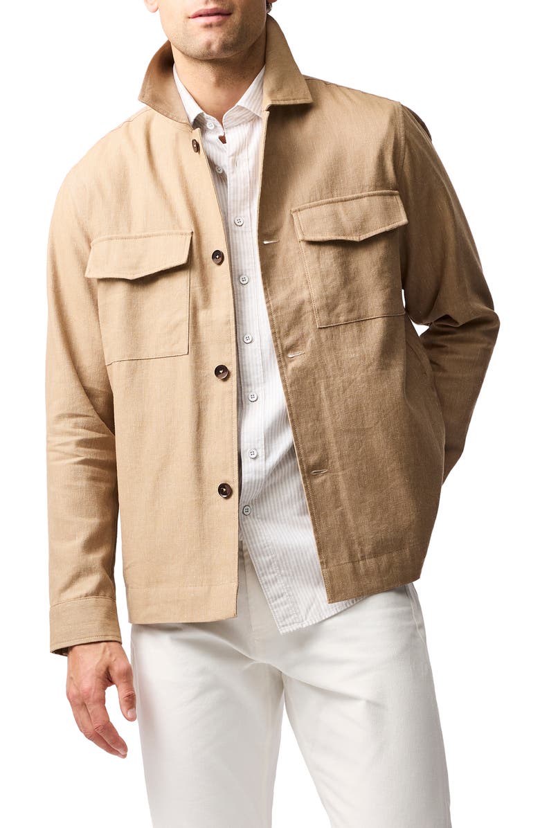Rodd & Gunn Rocky Bay Cotton & Linen Shirt Jacket, Main, color, Toffee
