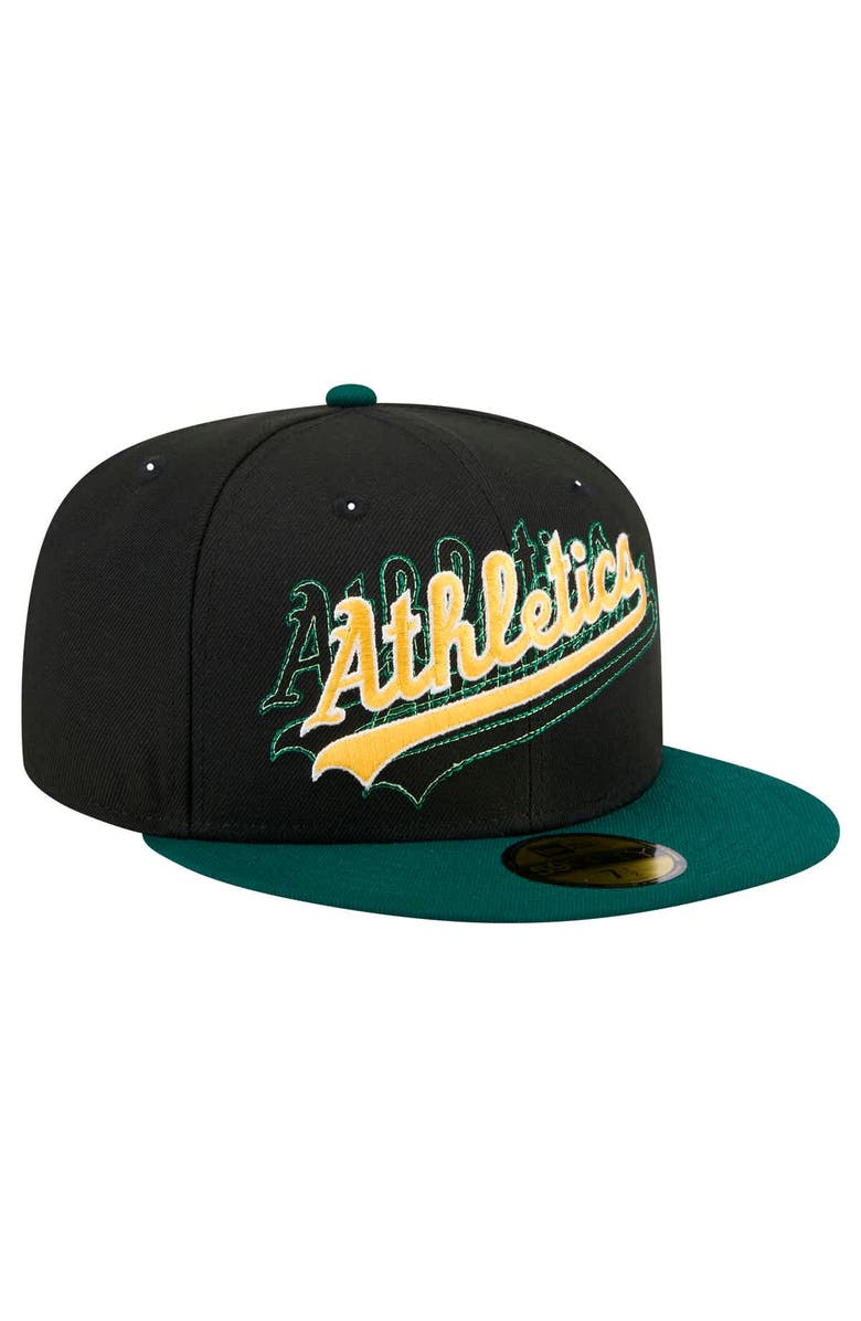 New Era Men's New Era Black Athletics Shadow Stitch 59FIFTY Fitted Hat, Alternate, color, Black