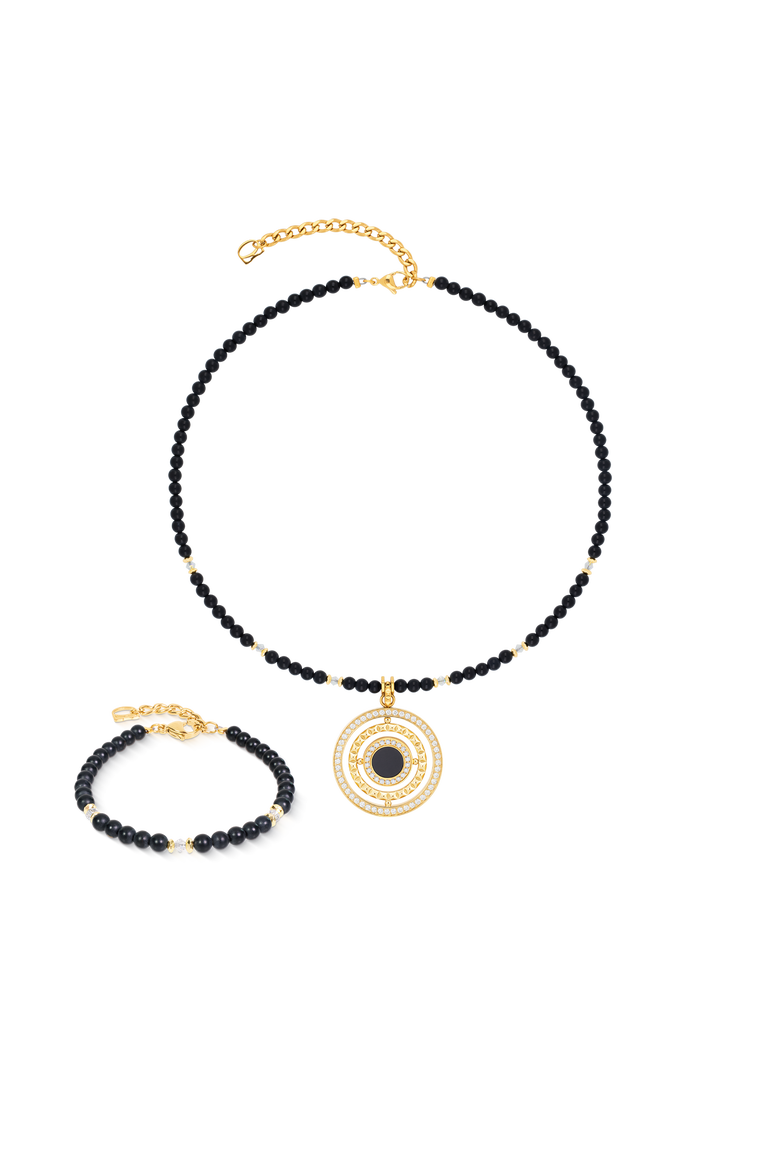 Necklace Amulet Modern Icon, Alternate, color, Noir Gold