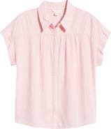 Caslon® Short Sleeve Linen Blend Button-Up Shirt