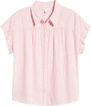 Caslon® Short Sleeve Linen Blend Button-Up Shirt