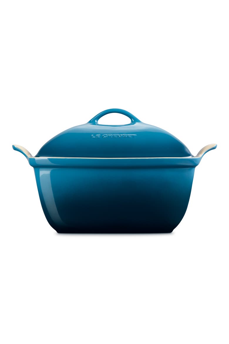 Heritage 4.5-Quart Covered Rectangular Stoneware Casserole, Alternate, color, DEEP TEAL