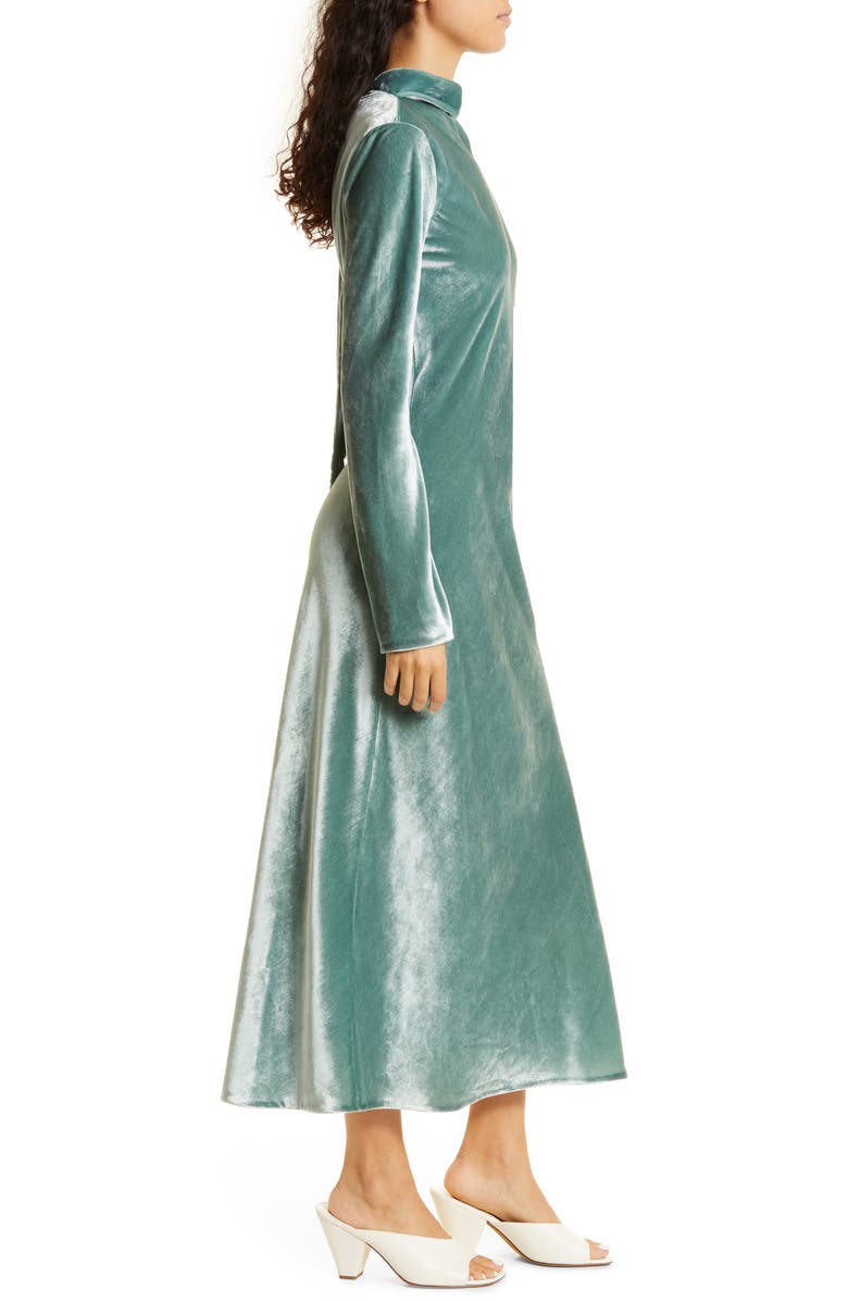 Vince Tie Back Mock Neck Long Sleeve Velvet Maxi Dress, Alternate, color, 
