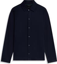 Ted Baker Quillon Navy Knit Cotton Button-Up Shirt