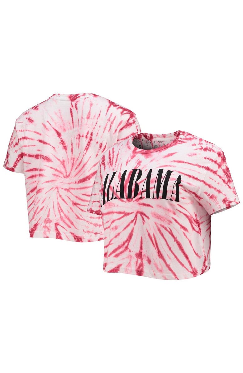 PRESSBOX Women's Pressbox Crimson Alabama Crimson Tide Showtime Tie-Dye Crop T-Shirt, Main, color, Crimson