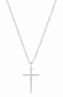 SIMONA Sterling Silver Pavé Diamond Cross Pendant Necklace - 0.05ct.