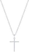 SIMONA Sterling Silver Pavé Diamond Cross Pendant Necklace - 0.05ct.