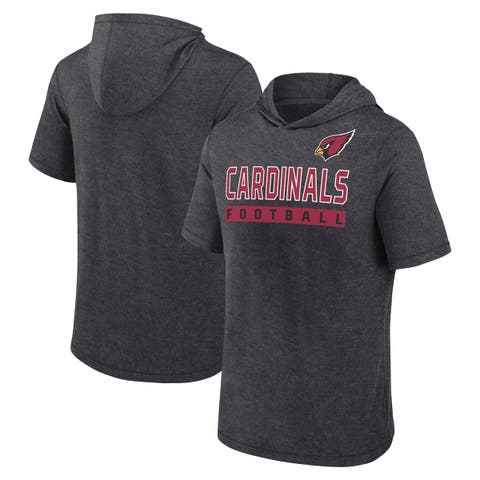 Men's Fanatics Heather Charcoal Arizona Cardinals Push Short Sleeve Hoodie