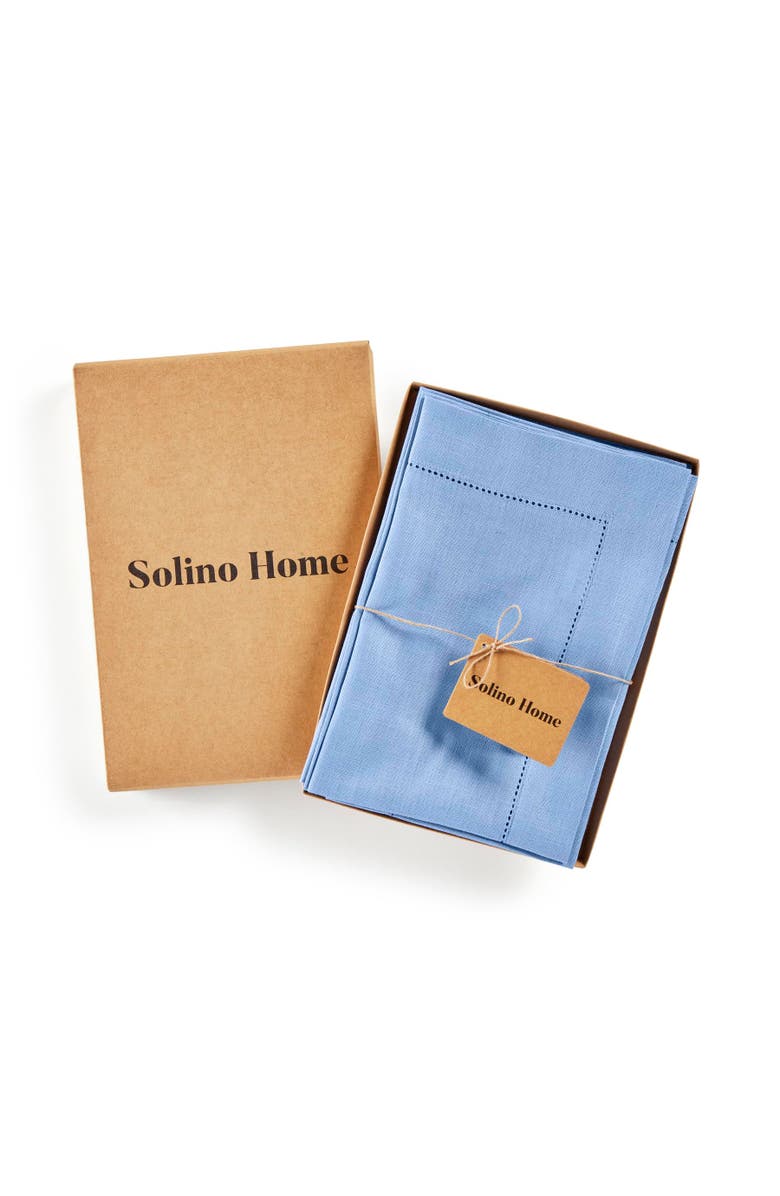 Solino Home Linen Dinner Napkins - Classic Hemstitch, Alternate, color, Cornflower Blue