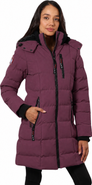 CANADA WEATHER GEAR Women's High Pile Fleece Lined Hood Quilted Puffer Coat