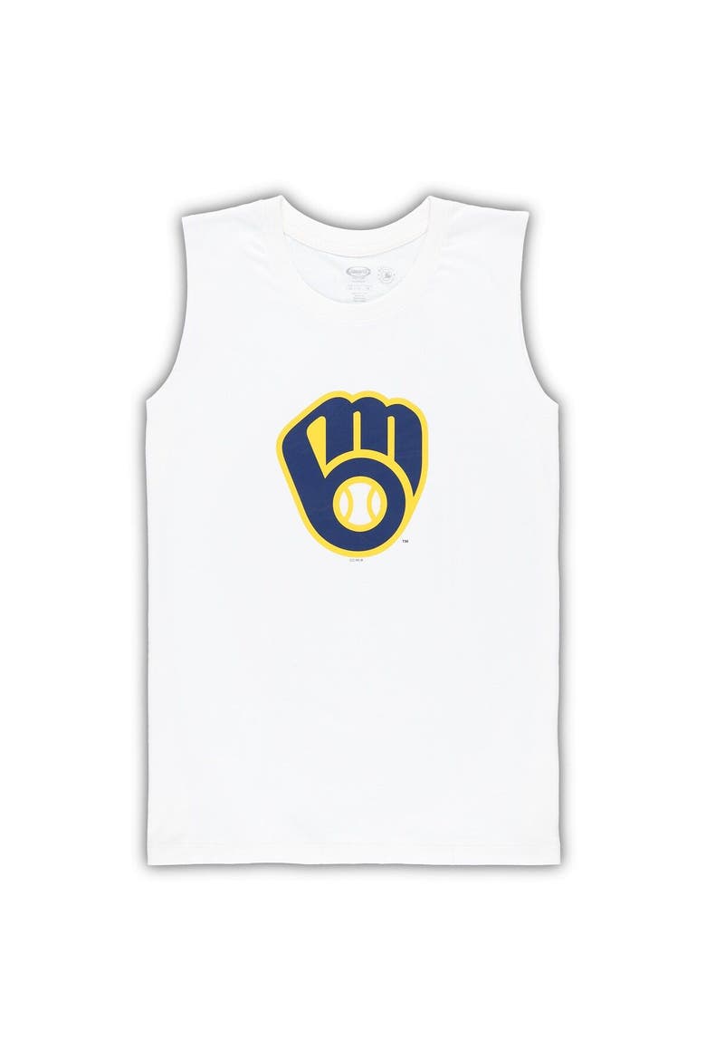 Women's Concepts Sport White/Navy Milwaukee Brewers Plus Size Tank Top & Shorts Sleep Set, Alternate, color, White