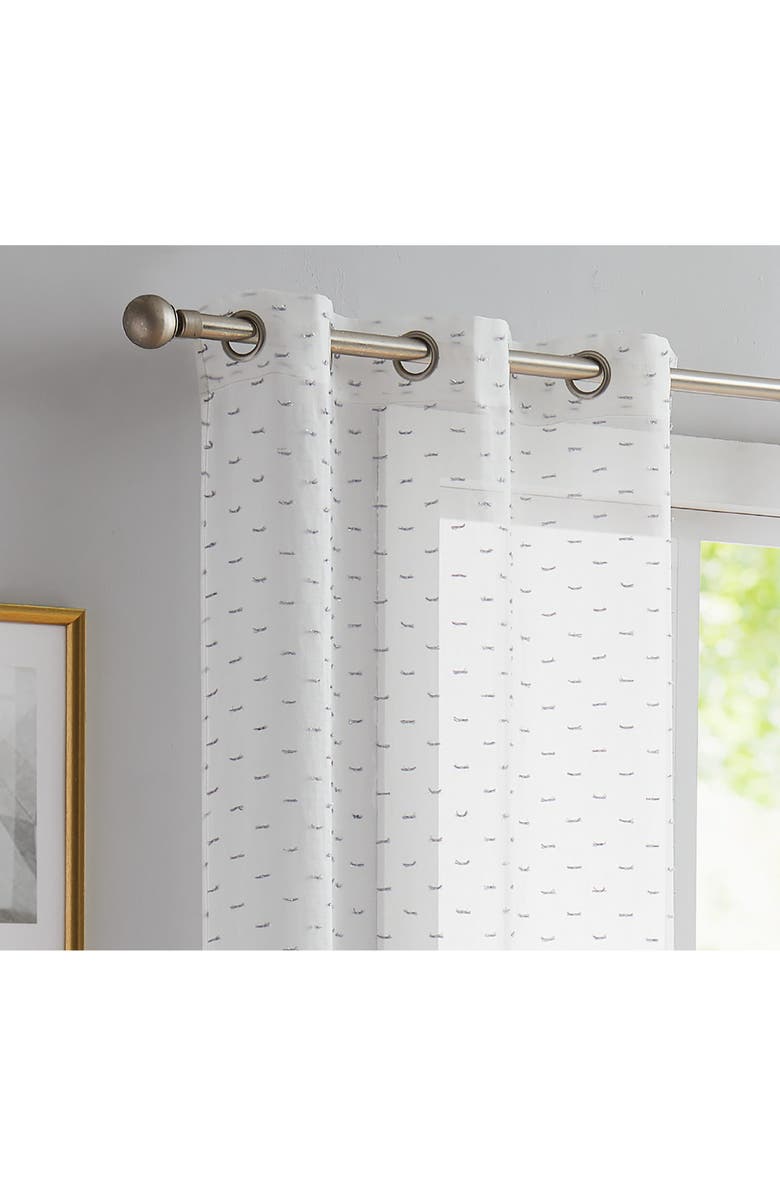 DAINTY HOME Sprinkles Set of 2 Metallic Sheer Panel Curtains, Alternate, color, Silver