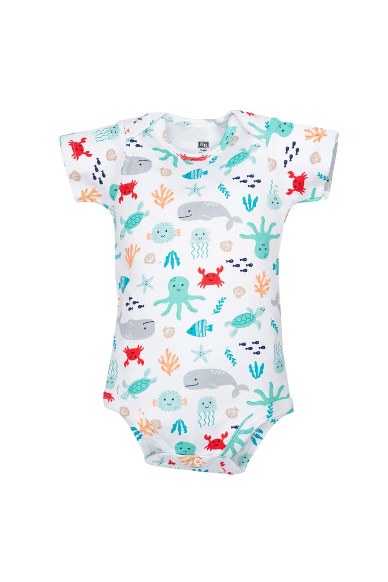 Comfortable Cotton Bodysuits 5Pk, Alternate, color, Sea Characters