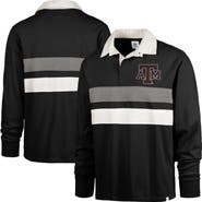 '47 Men's '47 Black Texas A&M Aggies Clubhouse Knox Thames Long Sleeve Rugby Polo