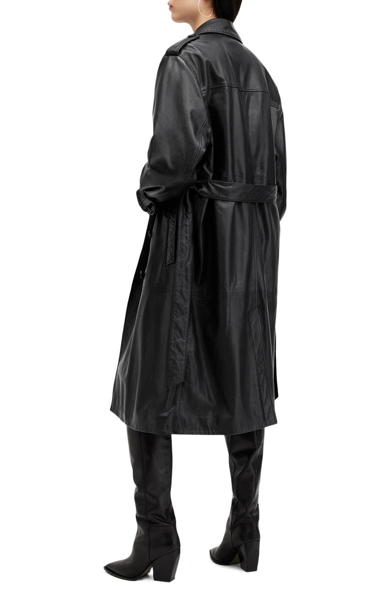 AllSaints Hendry Leather Trench Coat, Alternate, color,