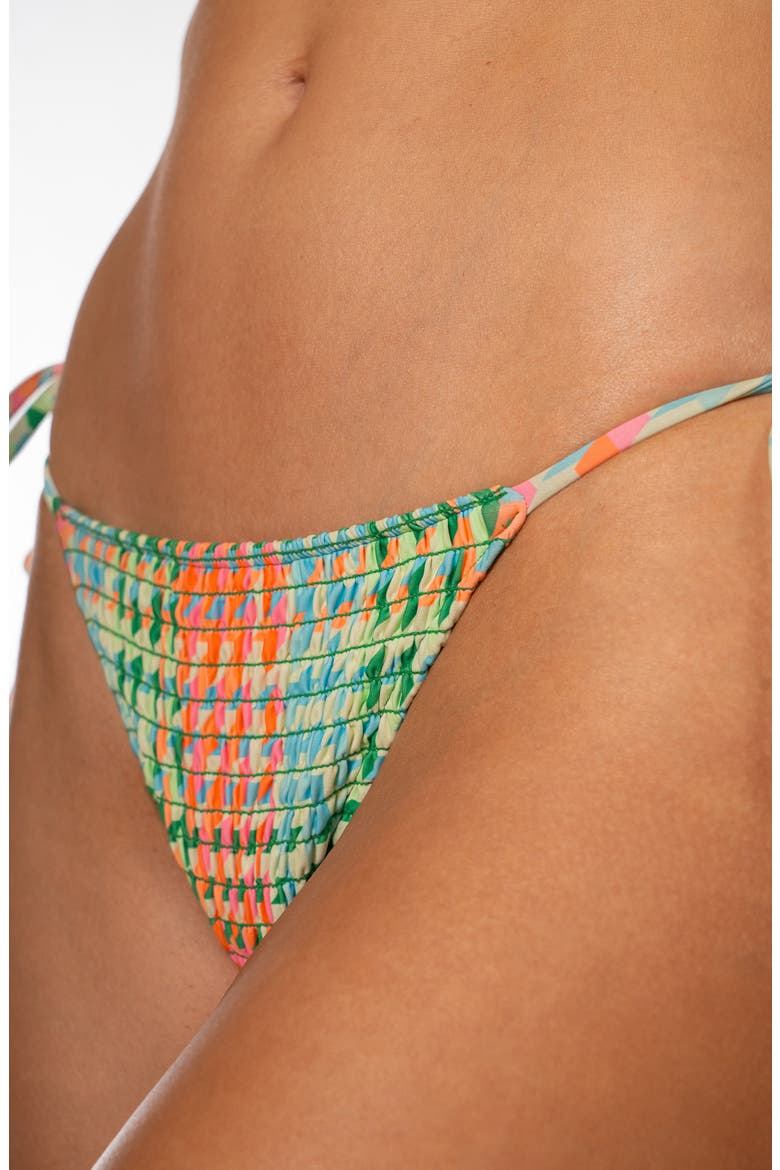 Dreamy Grid Sunflash Side Tie Bikini Bottoms, Alternate, color, OPEN GREEN