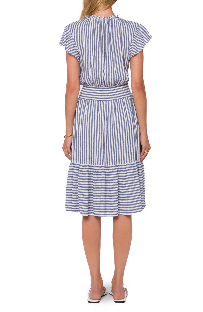 VELVET HEART Stripe V-Neck Ruffle Hem Midi Dress, Alternate, color, 