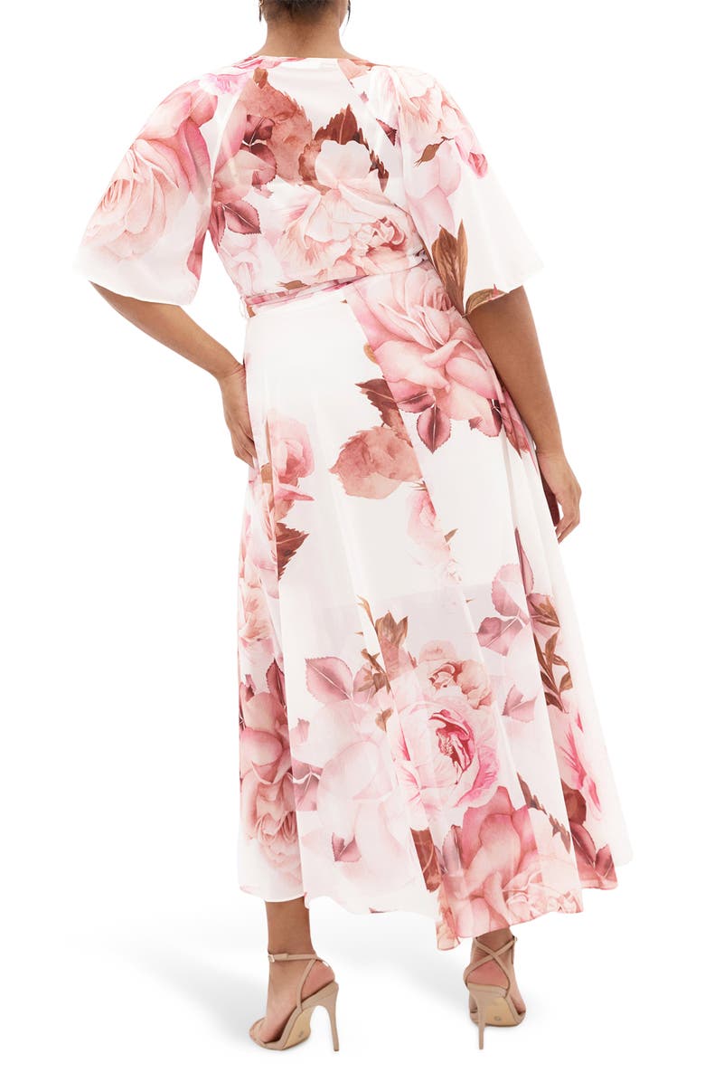 City Chic Lover's Lane Floral Tulip Hem Wrap Maxi Dress, Alternate, color, Sunlit Petals