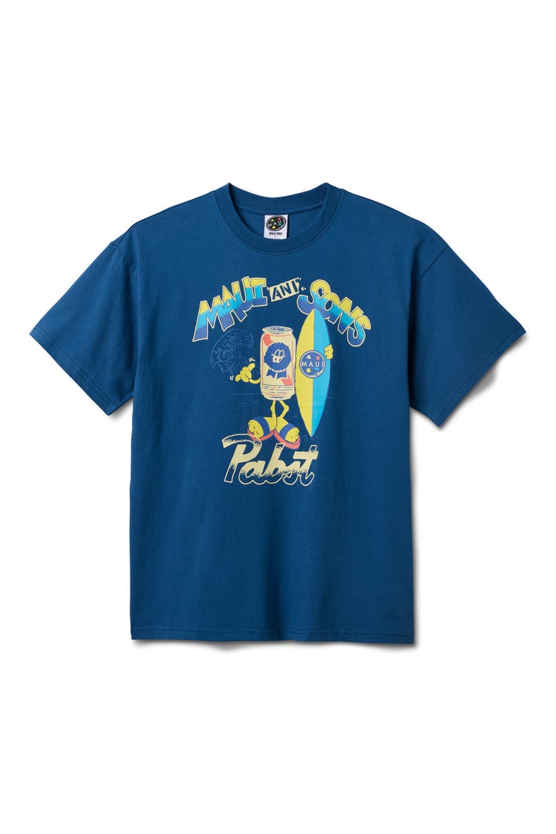 x Pabst Blue Ribbon Surf Graphic T-Shirt, Alternate, color, NAVY