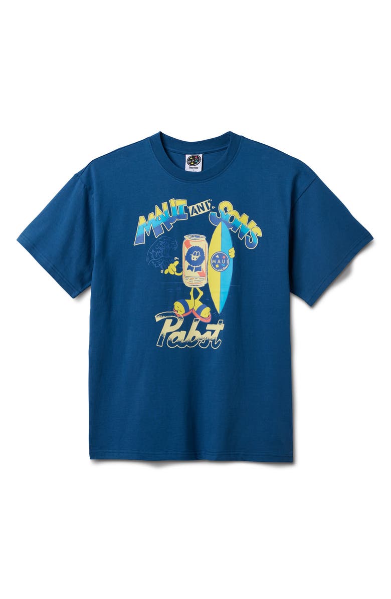 Maui & Sons x Pabst Blue Ribbon Surf Graphic T-Shirt, Alternate, color, Navy