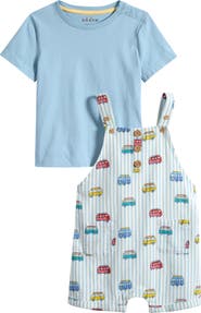 Mini Boden Solid Cotton T-Shirt & Print Overalls Set