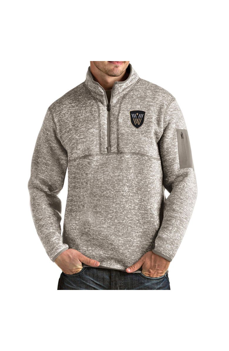 ANTIGUA Men's Antigua Heathered Gray Vancouver Warriors Fortune Half-Zip Pullover Jacket, Main, color, 