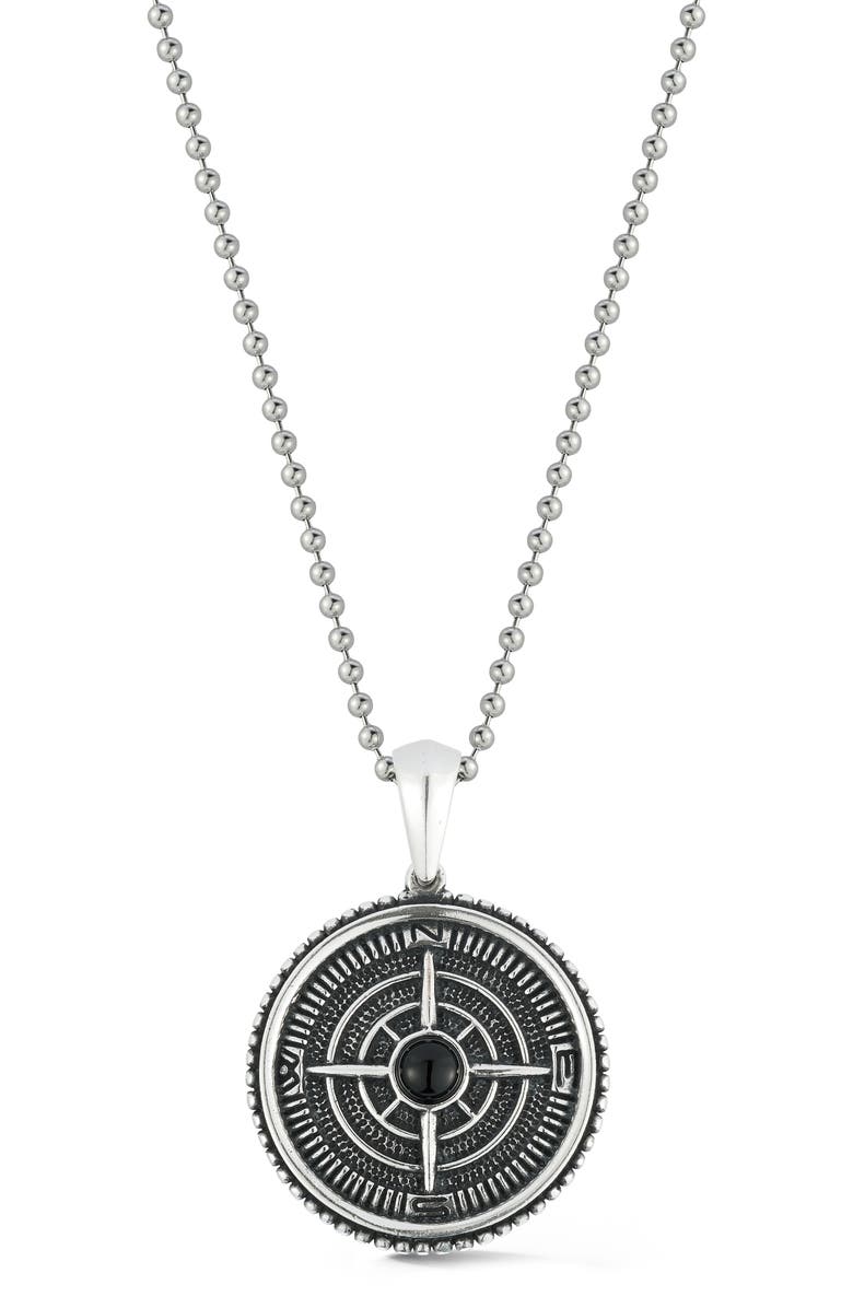 Yield of Men Men's Oxidized Compass Onyx Necklace, Main, color,