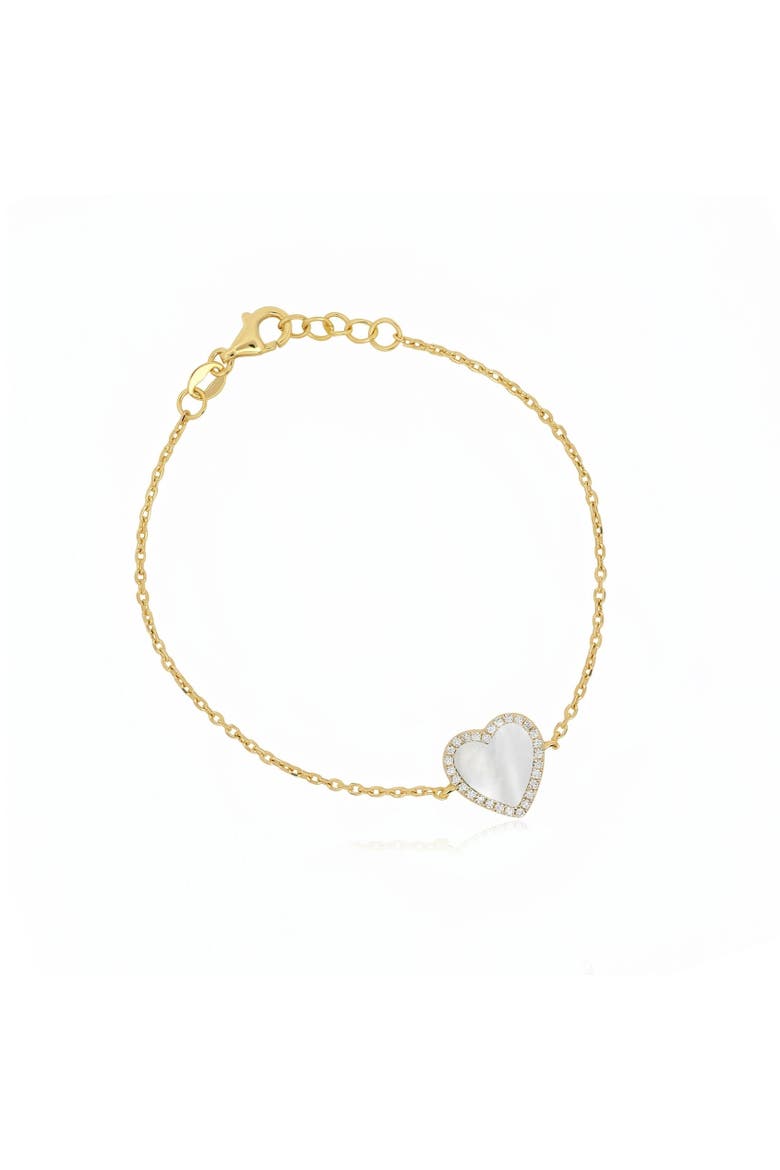 Large Mother of Pearl CZ Halo Single Heart Bracelet, Main, color, Mother of Pearl