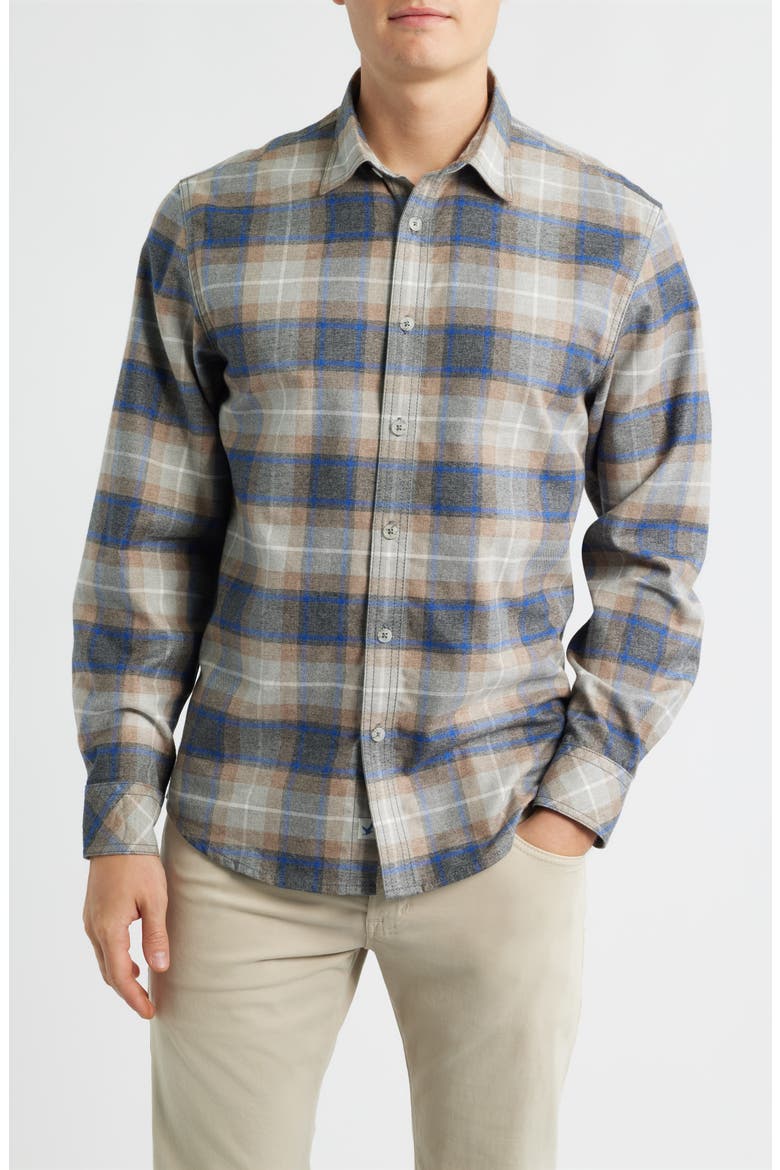 Capella Modern Fit Plaid Cotton Button-Up Shirt, Main, color, COAL